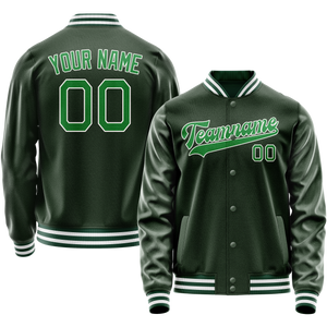 Custom Green Kelly-Green Solid Color Varsity Letterman Jacket