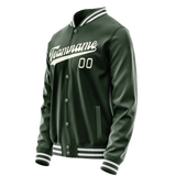 Custom Green Cream Solid Color Varsity Letterman Jacket