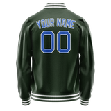 Custom Green Light-Blue Solid Color Varsity Letterman Jacket