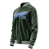 Custom Green Light-Blue Solid Color Varsity Letterman Jacket