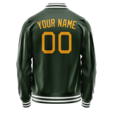 Custom Green Gold Solid Color Varsity Letterman Jacket