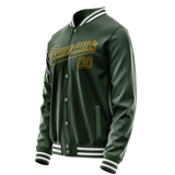 Custom Green Gold Solid Color Varsity Letterman Jacket