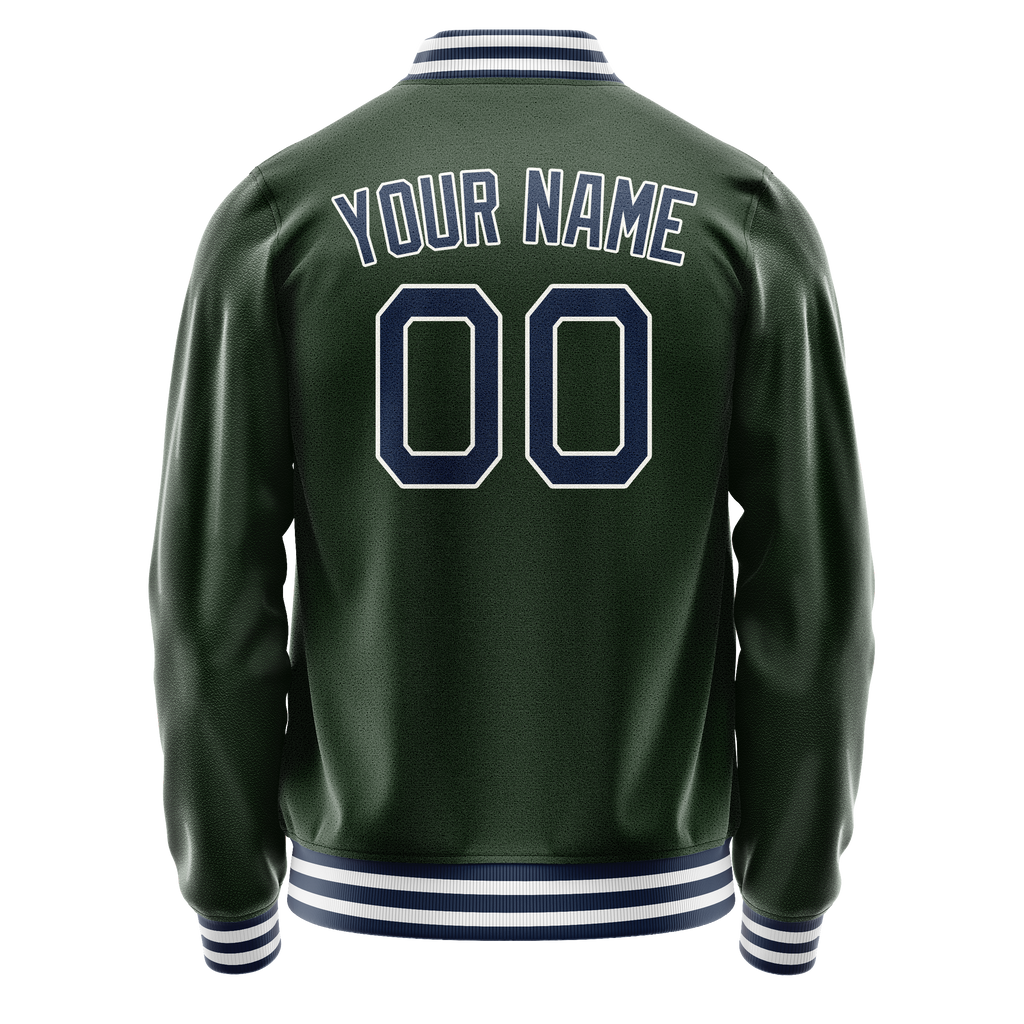 Custom Green Navy Solid Color Varsity Letterman Jacket