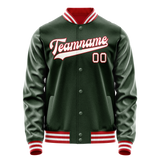 Custom Green White Solid Color Varsity Letterman Jacket