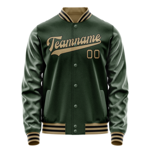 Custom Green Old-Gold Solid Color Varsity Letterman Jacket