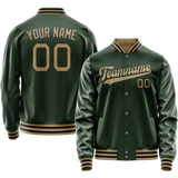Custom Green Old-Gold Solid Color Varsity Letterman Jacket