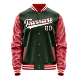 Custom Green Crimson Solid Color Varsity Letterman Jacket