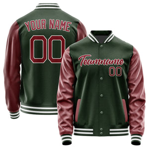 Custom Dark Green Crimson Red Jacket JA0606150618B21815