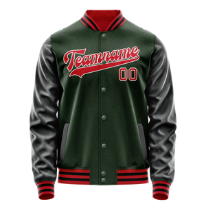 Custom Green Orange Solid Color Varsity Letterman Jacket