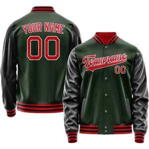 Custom Green Orange Solid Color Varsity Letterman Jacket