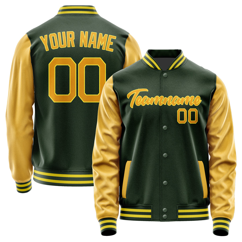 Custom Dark Green Yellow Jacket JA0606190626B22619