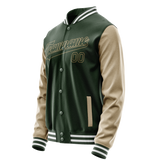 Custom Green Cream Solid Color Varsity Letterman Jacket