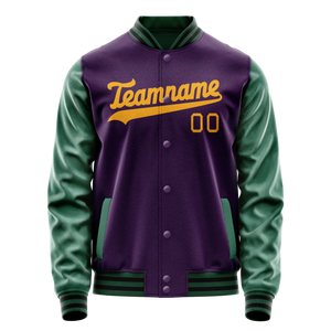 Custom Purple Kelly-Green Solid Color Varsity Letterman Jacket