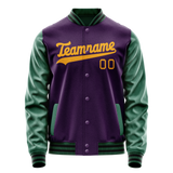 Custom Purple Kelly-Green Solid Color Varsity Letterman Jacket