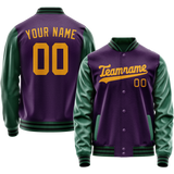 Custom Purple Kelly-Green Solid Color Varsity Letterman Jacket