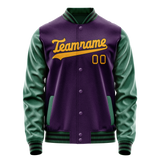 Custom Purple Kelly-Green Solid Color Varsity Letterman Jacket