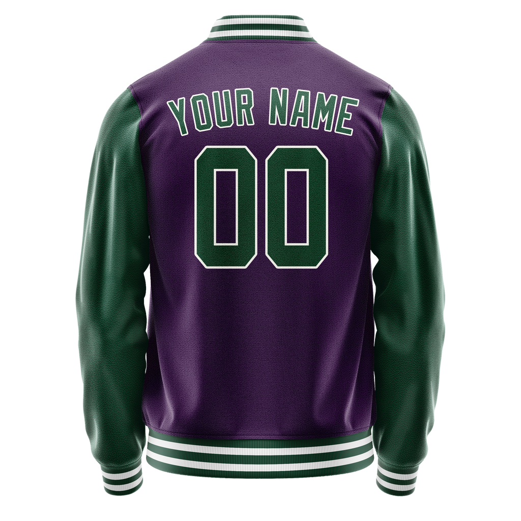 Custom Purple Kelly-Green Solid Color Varsity Letterman Jacket