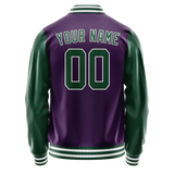 Custom Purple Kelly-Green Solid Color Varsity Letterman Jacket