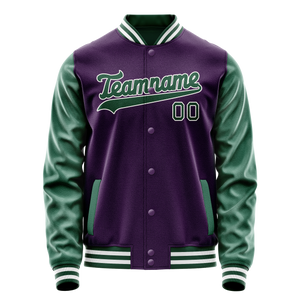 Custom Purple Kelly-Green Solid Color Varsity Letterman Jacket