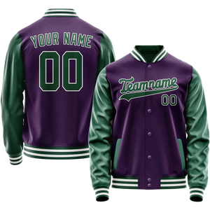 Custom Purple Kelly-Green Solid Color Varsity Letterman Jacket
