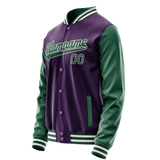 Custom Purple Kelly-Green Solid Color Varsity Letterman Jacket