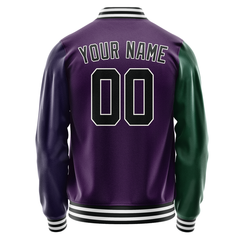 Custom Purple Kelly-Green Split Varsity Letterman Jacket