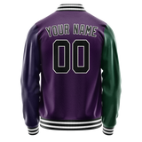 Custom Purple Kelly-Green Split Varsity Letterman Jacket