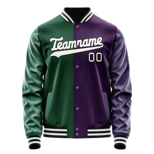 Custom Purple Kelly-Green Split Varsity Letterman Jacket