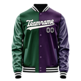 Custom Purple Kelly-Green Split Varsity Letterman Jacket