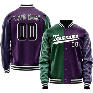 Custom Purple Kelly-Green Split Varsity Letterman Jacket