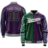 Custom Purple Kelly-Green Split Varsity Letterman Jacket