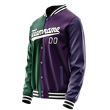 Custom Purple Kelly-Green Split Varsity Letterman Jacket
