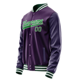 Custom Purple Neon-Green Solid Color Varsity Letterman Jacket