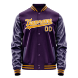 Custom Purple Gold Solid Color Varsity Letterman Jacket