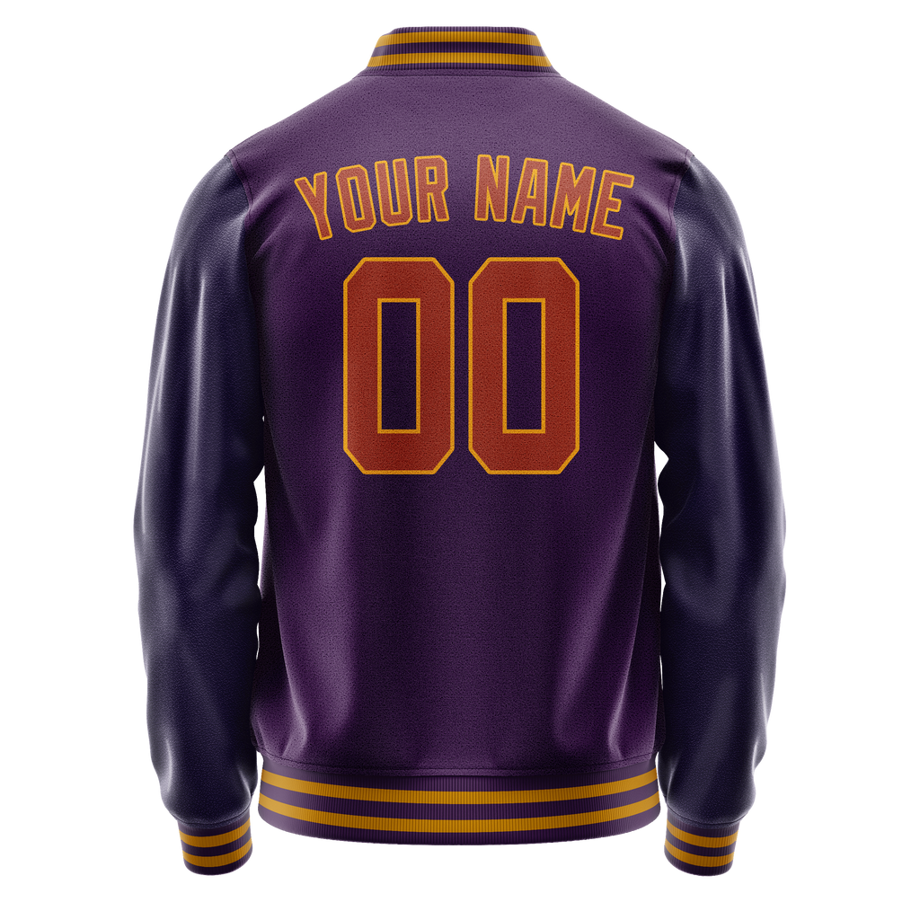 Custom Purple Red Solid Color Varsity Letterman Jacket