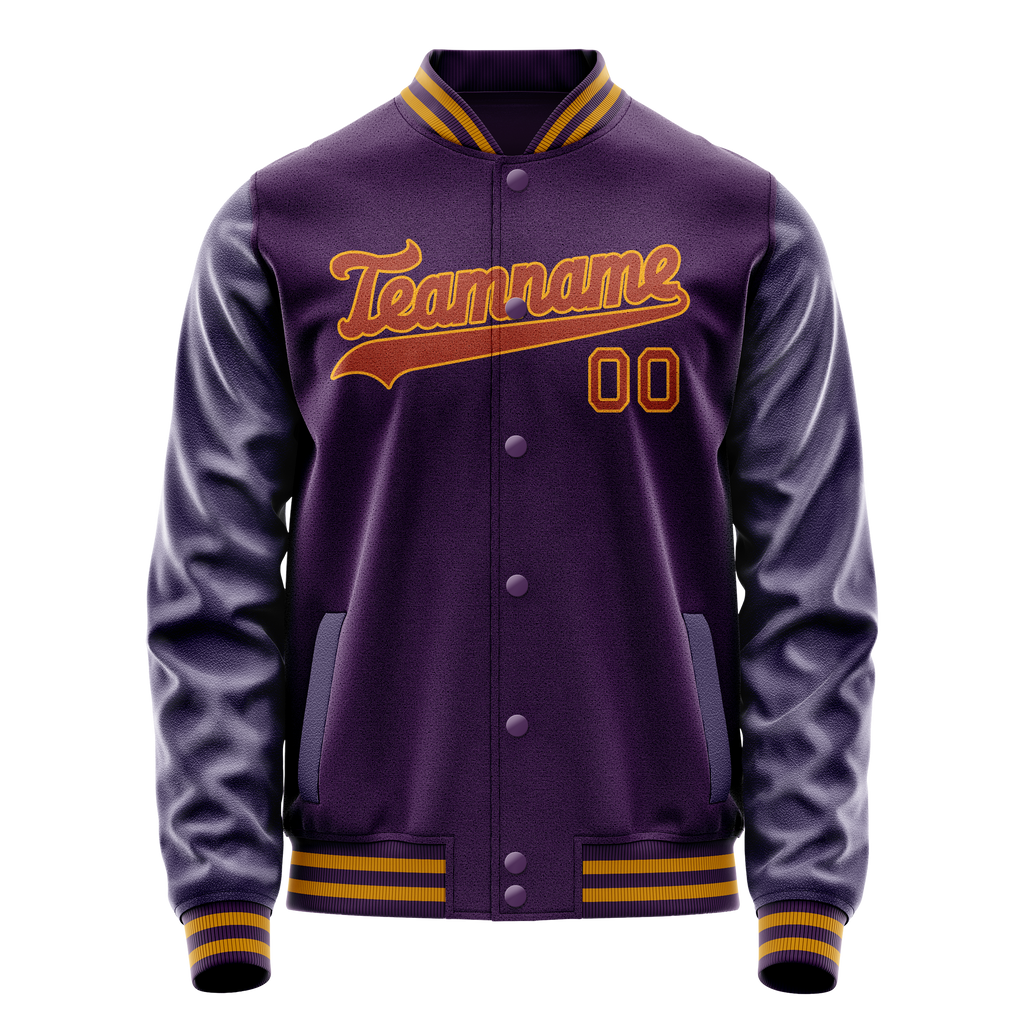 Custom Purple Red Solid Color Varsity Letterman Jacket
