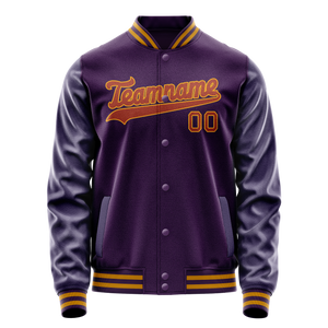 Custom Purple Red Solid Color Varsity Letterman Jacket