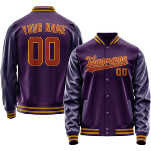 Custom Purple Red Solid Color Varsity Letterman Jacket