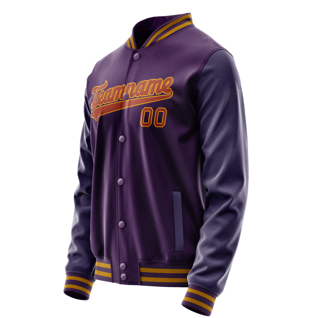 Custom Purple Red Solid Color Varsity Letterman Jacket