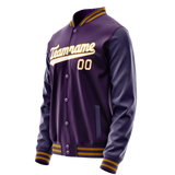 Custom Purple White Solid Color Varsity Letterman Jacket