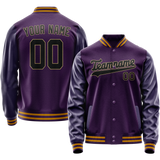 Custom Purple Black Solid Color Varsity Letterman Jacket