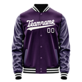 Custom Purple White Solid Color Varsity Letterman Jacket