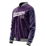 Custom Purple White Solid Color Varsity Letterman Jacket