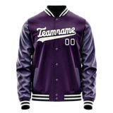 Custom Purple White Solid Color Varsity Letterman Jacket