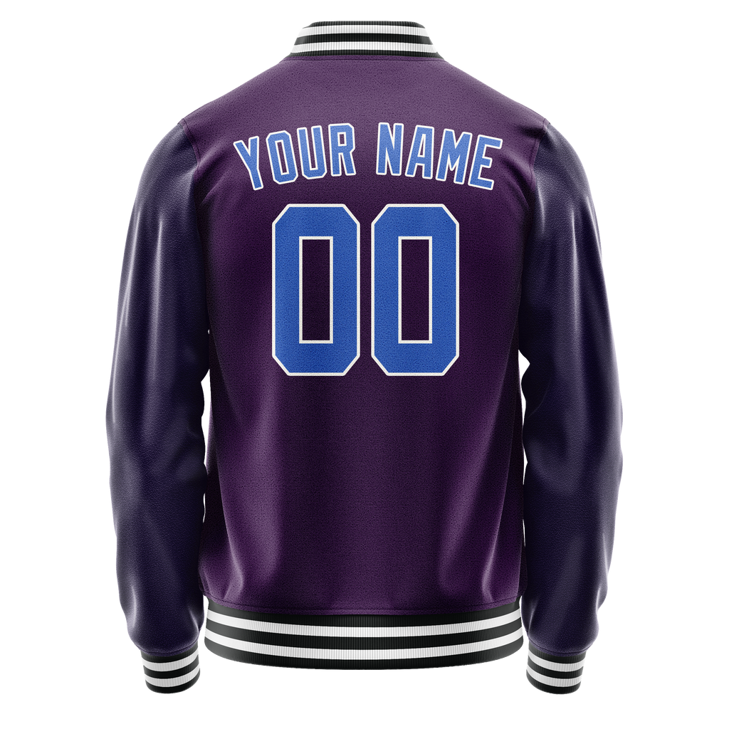 Custom Purple Teal Solid Color Varsity Letterman Jacket