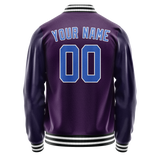 Custom Purple Teal Solid Color Varsity Letterman Jacket