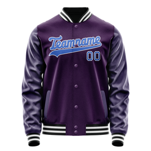 Custom Purple Teal Solid Color Varsity Letterman Jacket