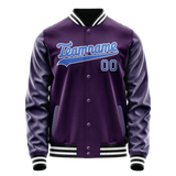 Custom Purple Teal Solid Color Varsity Letterman Jacket