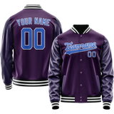Custom Purple Teal Solid Color Varsity Letterman Jacket