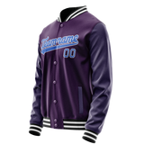 Custom Purple Teal Solid Color Varsity Letterman Jacket